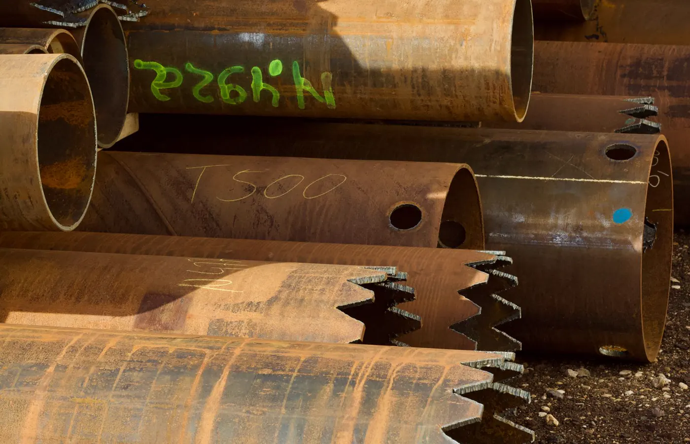 Finished heavy steel pipe sections made from slit strip