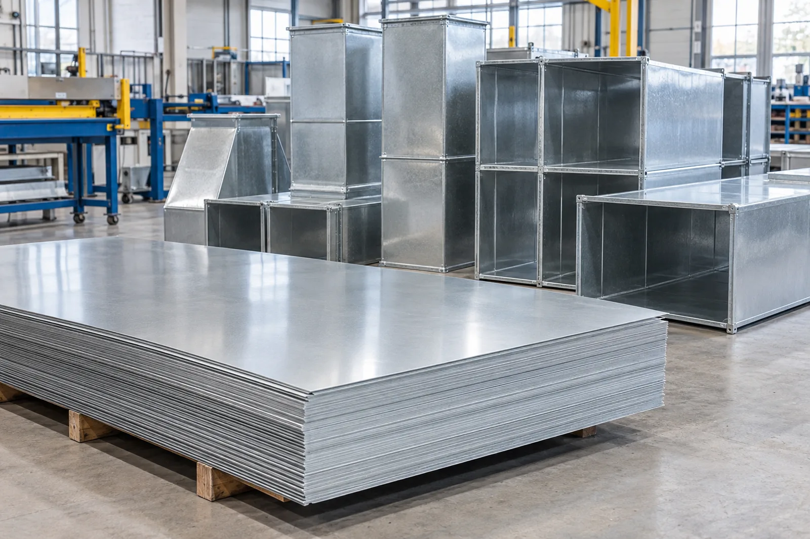 Flat galvanized sheets prepared for HVAC duct manufacturing